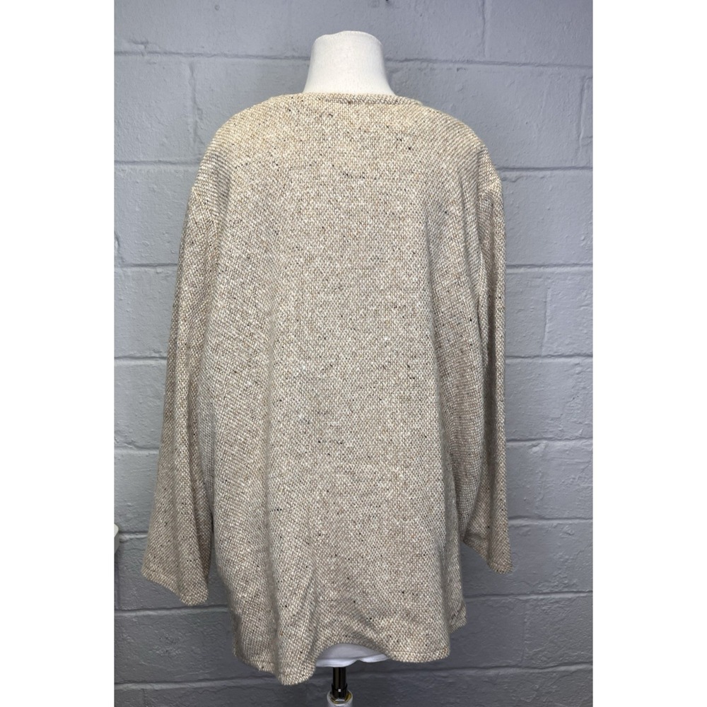 Boyne Valley Weavers Ireland Beige Tweed Jacket 2X Wool Blend Collarless Cottage - Picture 5 of 9